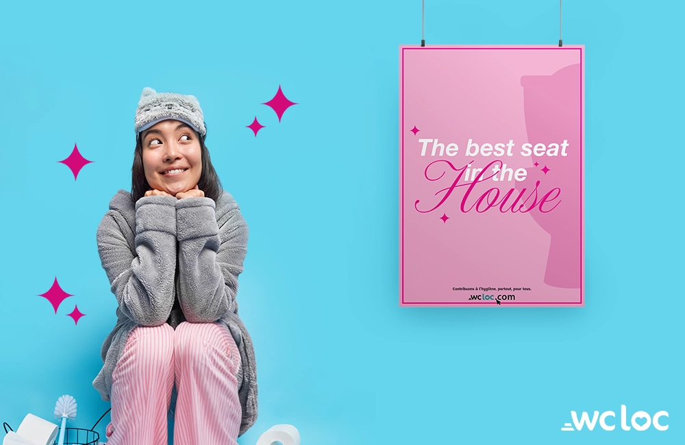 Femme avec affiche The Best Seat in the house